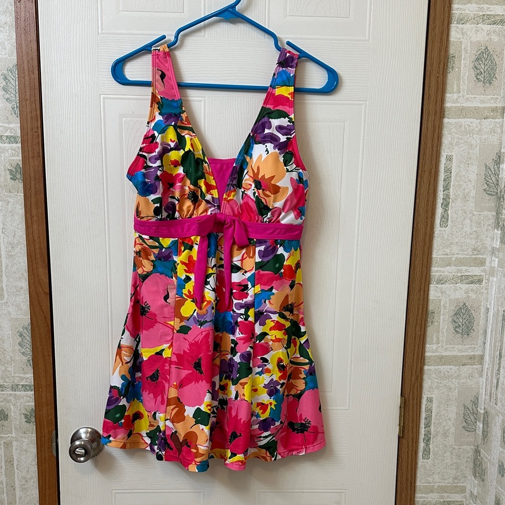 Vibrant Floral Sleeveless SwimDress